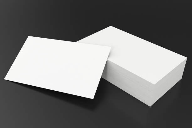 istock Business cards blank mockup, template, on balck background, 3d rendering 640012572