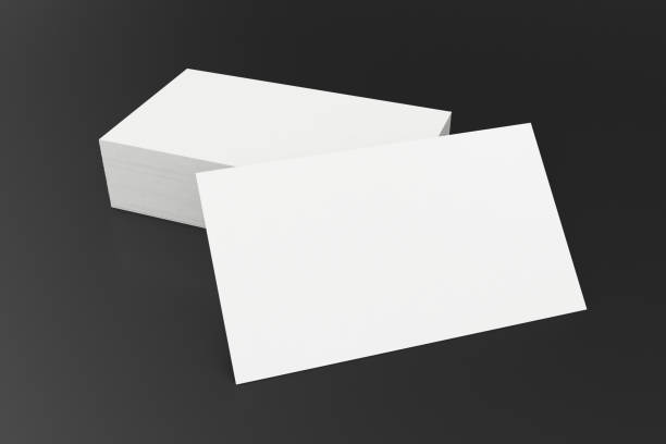 istock Stack of blank business card on black background. 3d rendering 640012664