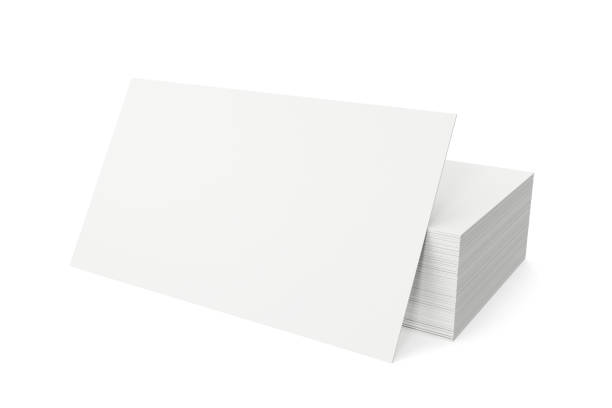 stack of blank business card on white background. 3d rendering - symbol communication business card men imagens e fotografias de stock