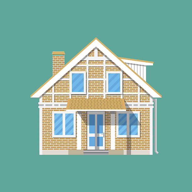 istock Suburban family house. countrysdie brick building 640013358