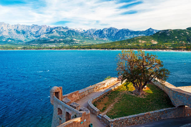 Calvi Gulf and Corsican coast landscape seen from the Citadel