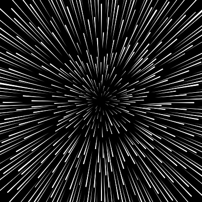Speed warp vector background. Radiator hyperspace star wars zoom effect. Radial line graphic in motion illustration