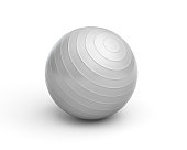 Rendering of grey ridged exercise ball isolated on white background.