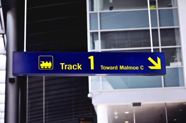 istock train directional sign at airport 640020610