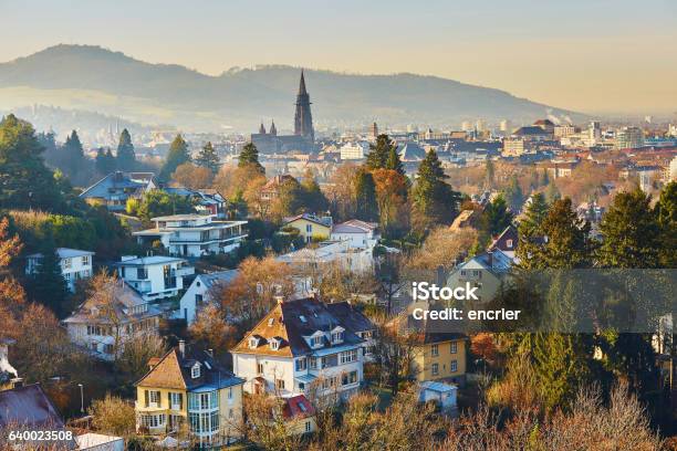 Panorama Of Freiburg Im Breisgau In Germany Stock Photo - Download Image Now - Freiburg im Breisgau, Germany, Autumn