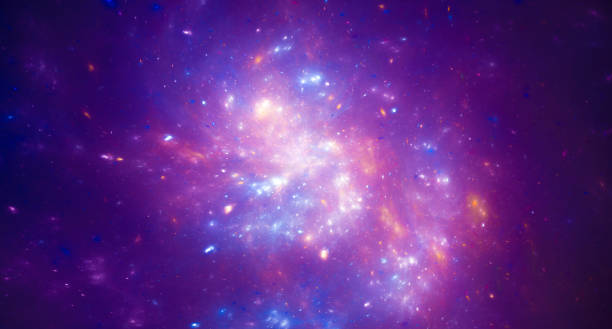 공간에서 보라색 빛나는 성운 - fractal nebula infinity backgrounds stock illustrations