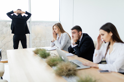 Unhappy And Sad Business People Of Lose In Meeting Room Stock Photo ...