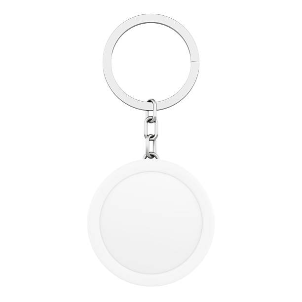 istock Blank White Round Metal Key Chain with Key Ring 640027230