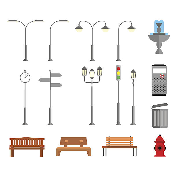 set of elements in a flat design style to the - 街燈 插圖 幅插畫檔、美工圖案、卡通及圖標