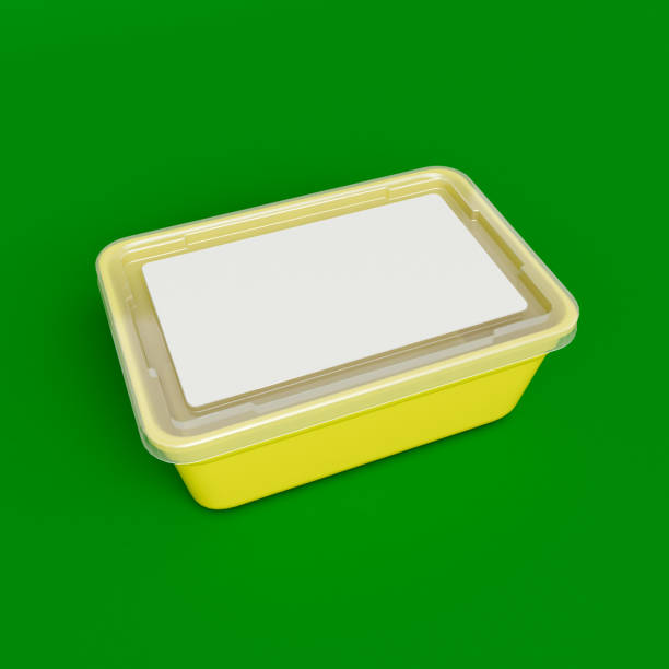 istock Plastic container packaging for food isolated on hromakey. 3D illustration 640028722