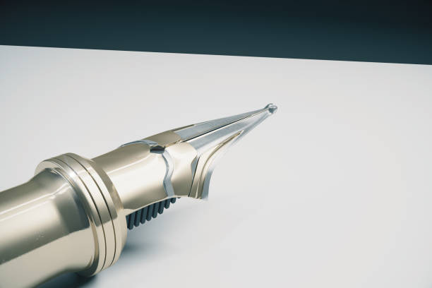 istock Paper sheet and fountain pen closeup 640028728