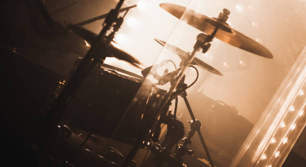 istock Live music photo background, rock drum set 640032142