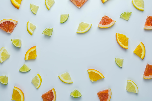 Colorful pattern fo Citrus Fruit on White Background