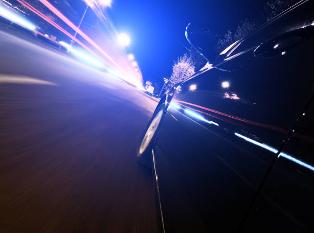 istock Fast car on the night city roar 640042290