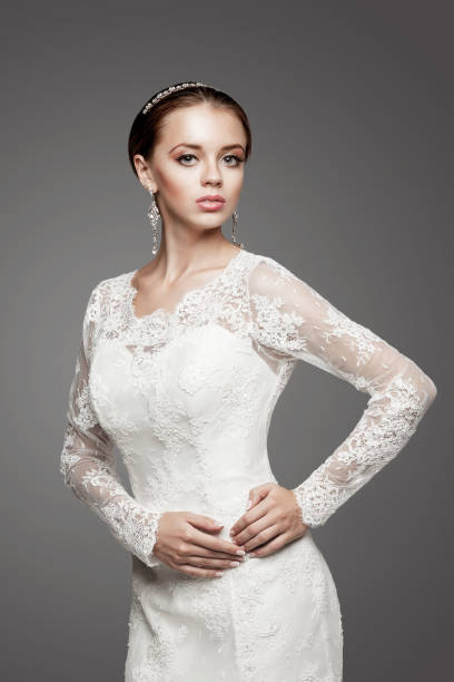 istock Beautiful girl in wedding decoration. Studio 640042732