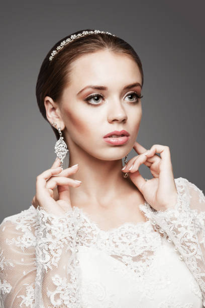 istock Beautiful girl in wedding decoration. Studio 640042748