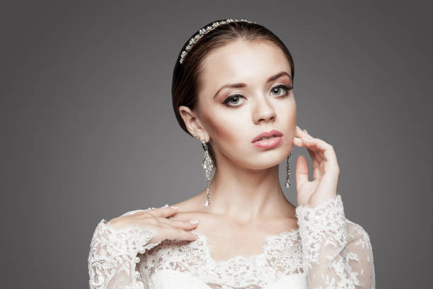 istock Beautiful girl in wedding decoration. Studio 640042994