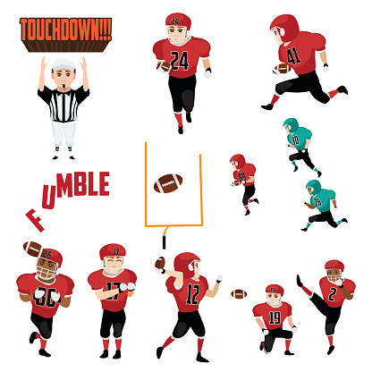 A vector illustration of American Football Icons Cliparts Design Elements