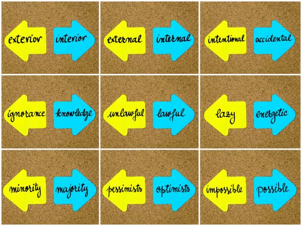 istock Antonym concepts written on opposite arrows 640045892