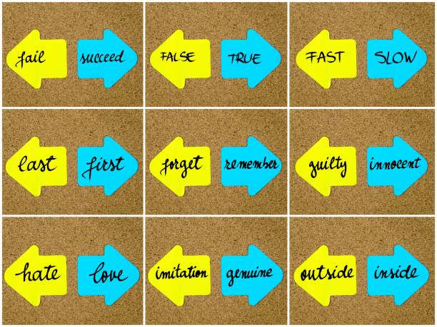 istock Antonym concepts written on opposite arrows 640046046