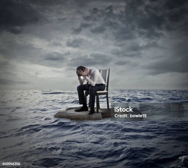 The Waves Of Life Stock Photo - Download Image Now - Businessman, Drowning, Sadness