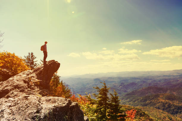 istock Man walking on the edge of a cliff 640047032