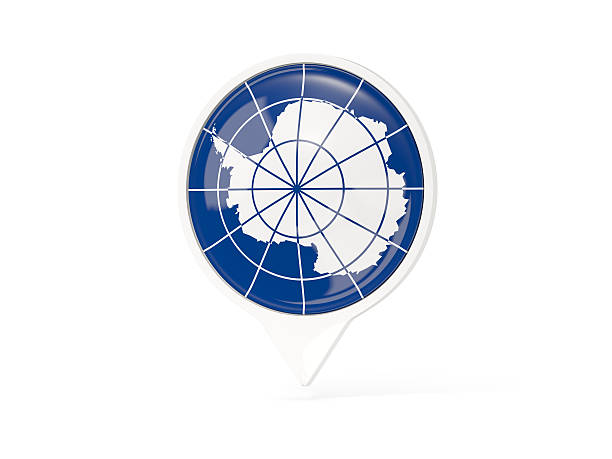 istock Round white pin with flag of antarctica 640047434