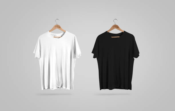 Blank black and white t-shirt on hanger, design mockup