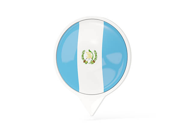 Round white pin with flag of guatemala isolated on white. 3D illustration