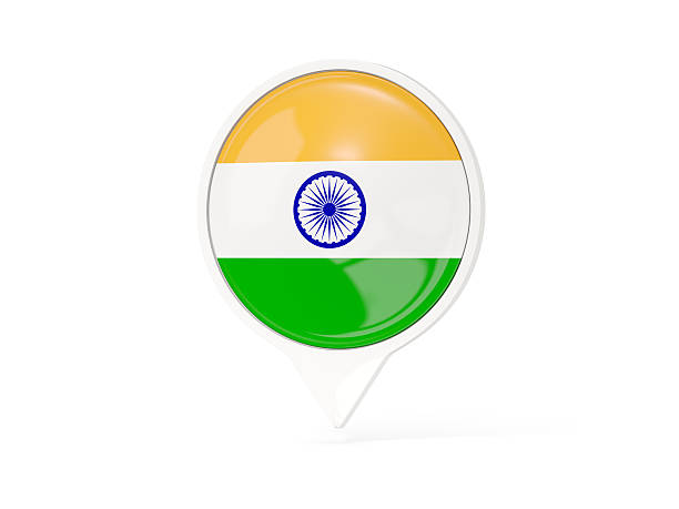 Round white pin with flag of india isolated on white. 3D illustration