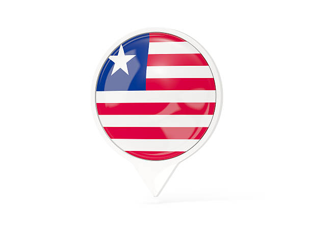 The national flag of Liberia, featuring red and white horizontal stripes and a single white star on a blue square in the upper left corner, is shown waving in the wind. The design represents the country's history and values.