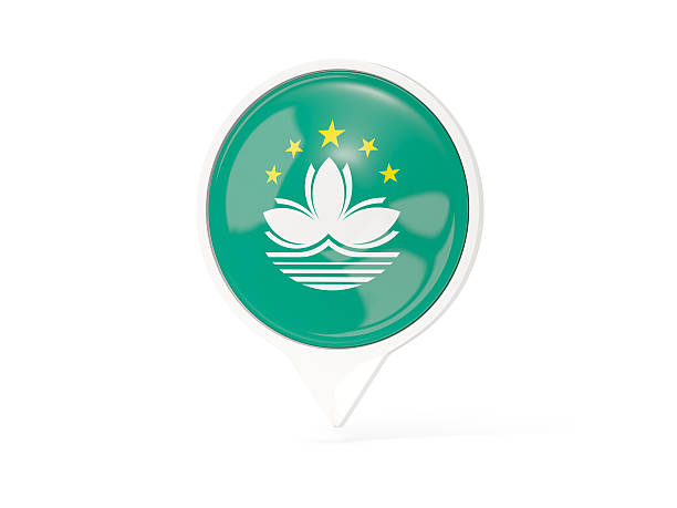 istock Round white pin with flag of macao 640050242