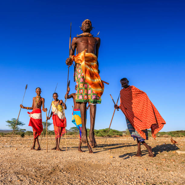 istock Warrior from Samburu tribe performing traditional jumping dance, Kenya, Africa 640052604