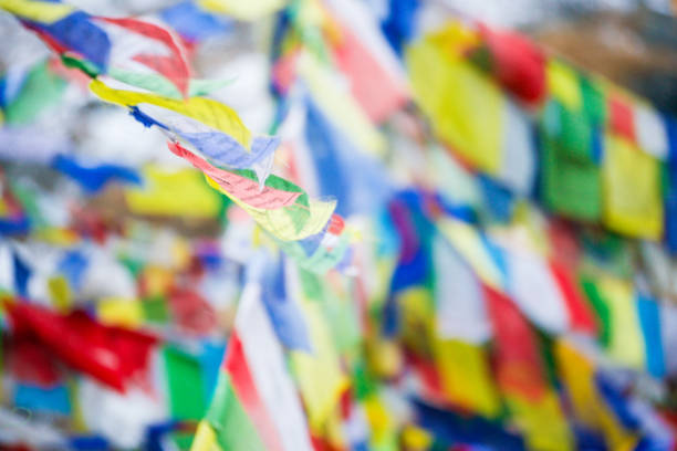 istock color prayer flags on top of Annapurna base camp 640052706