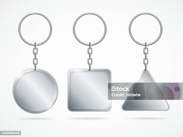 Realistic Metallic Keychain Holders Collection Vector Illustration Silver  Trinket Keyring Keyholder Stock Illustration - Download Image Now - iStock