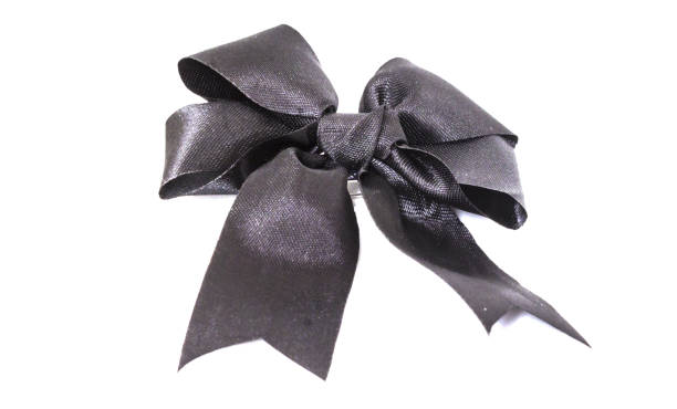 istock Black awareness ribbon on white background. Mourning and melanom 640056500