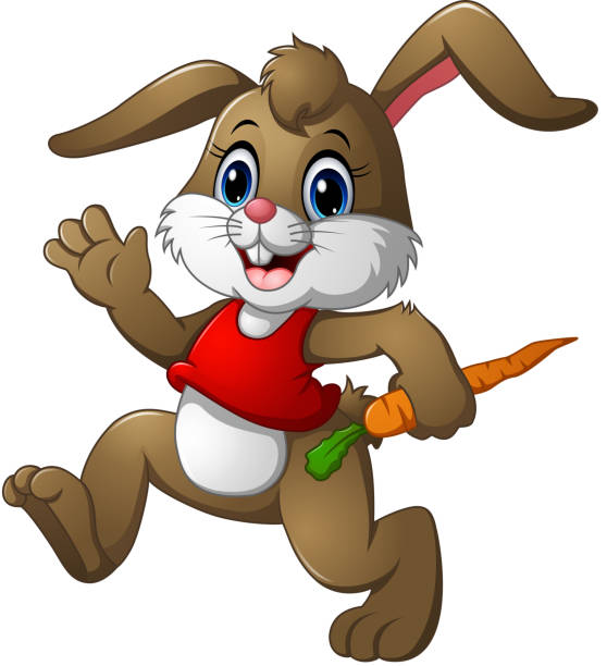 Funny Rabbit Cartoon Holding A Carrot Stock Illustration - Download Image  Now - Rabbit - Animal, Cartoon, Humor - iStock