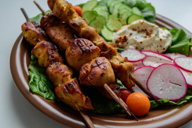 Chicken kebabs with vegetables