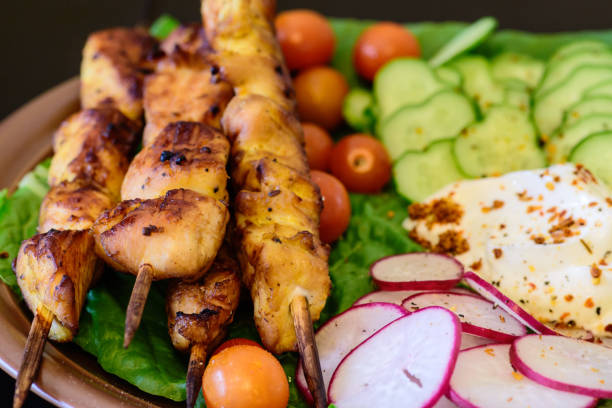 Chicken kebabs with vegetables