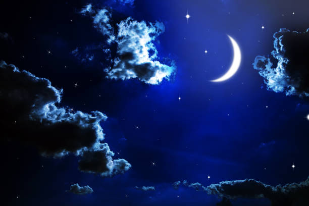 istock Night sky with stars and moon 640064810