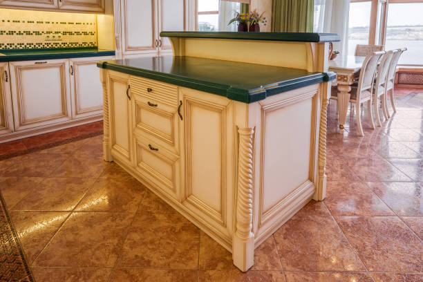 istock Interior design of a luxury modern kitchen with the counter 640066548