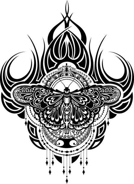 Vector illustration of Butterfly tattoo