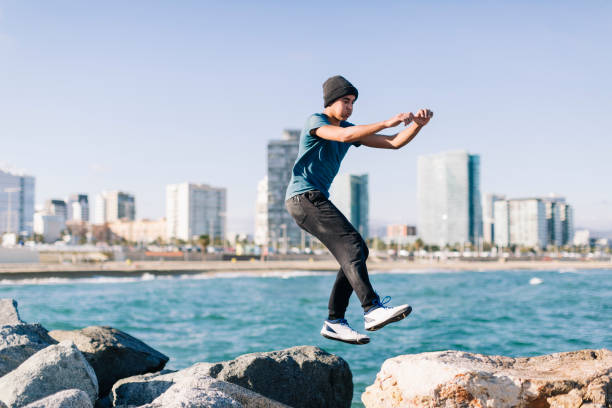 istock Running and training next to Barcelona beach. 640071786