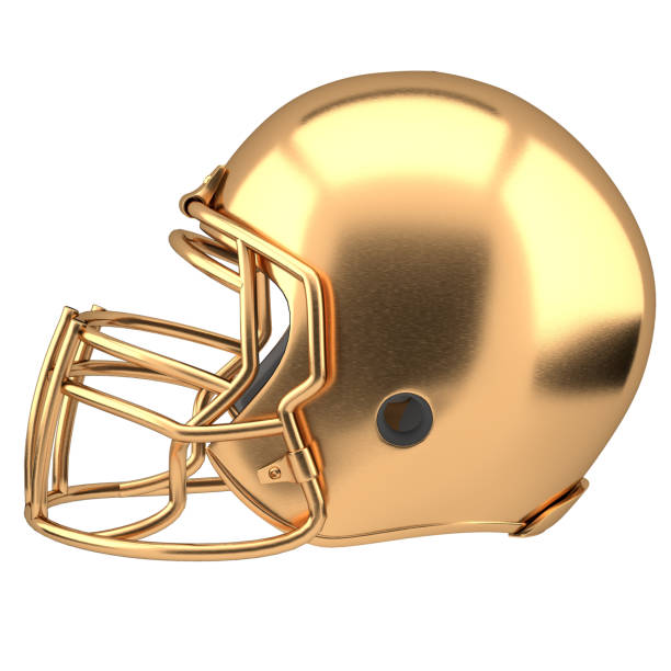 istock Golden American football helmet Isolated 640071864