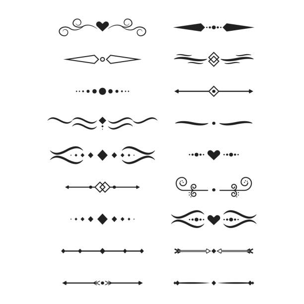 벡터 분할기 컬렉션 - black and white scroll shape pattern illustration and painting stock illustrations