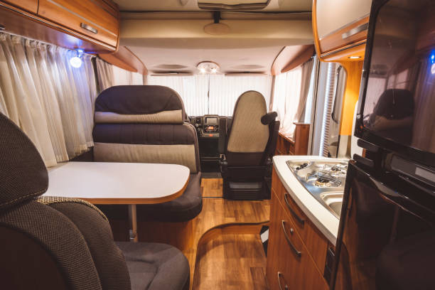 interior de una nueva caravana - mobile home audio fotografías e imágenes de stock
