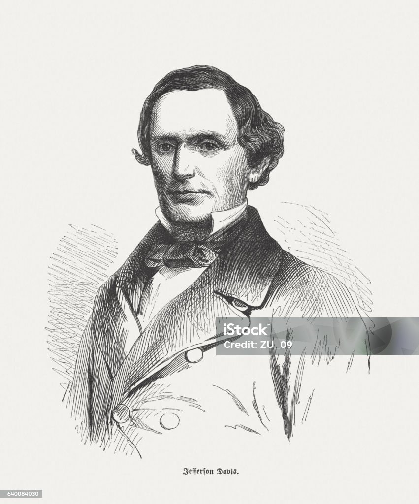 Jefferson Davis (1808-1889), President of the Confederate States of America Jefferson Davis (1808 - 1889), President of the Confederate States of America during the American Civil War. Wood engraving, published in 1865. Jefferson Davis Stock Photo