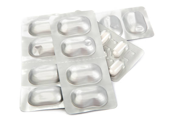 istock Pills in blister packs on white background. 640085168