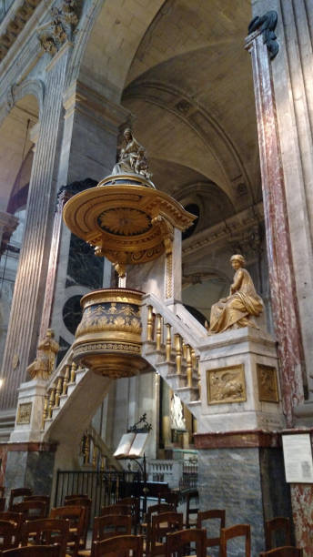 istock Ornate interior pulpit Saint Sulpice Cathedral Paris France 640087386