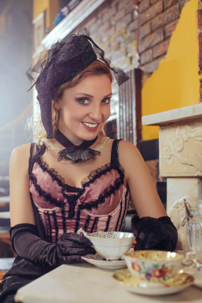 istock Tea time  Old fashioned young women  drinking tea  Retro party 640091242
